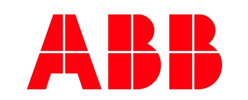 Het rode ABB-logo met gestileerde, geometrische letters op een transparante achtergrond.