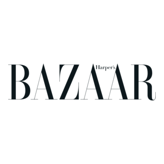 Logo van het modetijdschrift Harper's Bazaar in zwarte, elegante hoofdletters.